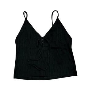 Brandy Melville John Galt Ribbed Knit Tank Top Tie Front OS (Sized small)